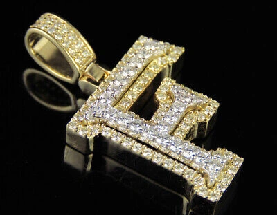 Pre-owned Jewelry Unlimited F Initial Custom Letter Diamond Pendant Charm In 10k Two Tone Gold 1 1/2 Ct 1.5" In G-h