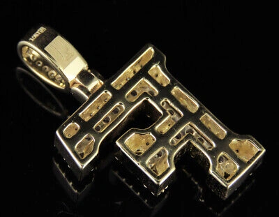 Pre-owned Jewelry Unlimited F Initial Custom Letter Diamond Pendant Charm In 10k Two Tone Gold 1 1/2 Ct 1.5" In G-h