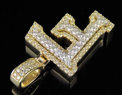 Pre-owned Jewelry Unlimited F Initial Custom Letter Diamond Pendant Charm In 10k Two Tone Gold 1 1/2 Ct 1.5" In G-h