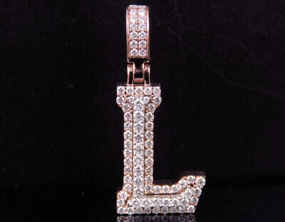 Pre-owned Jewelry Unlimited Custom 3d Letter L Initial Diamond Pendant Charm 10k Two Tone Gold 1.20 Ct 1.5" In G-h