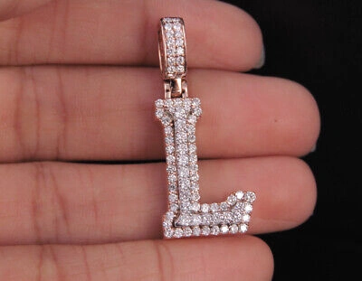 Pre-owned Jewelry Unlimited Custom 3d Letter L Initial Diamond Pendant Charm 10k Two Tone Gold 1.20 Ct 1.5" In G-h