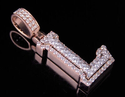 Pre-owned Jewelry Unlimited Custom 3d Letter L Initial Diamond Pendant Charm 10k Two Tone Gold 1.20 Ct 1.5" In G-h