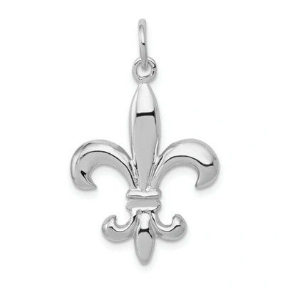 Pre-owned Bijou 14k White Gold Polished 3 Dimensional Fleur De Lis Design Charm For Necklace