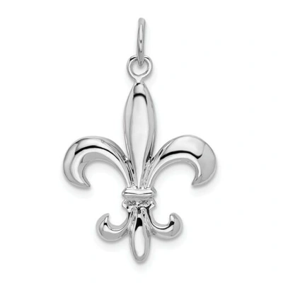 Pre-owned Bijou 14k White Gold Polished 3 Dimensional Fleur De Lis Design Charm For Necklace