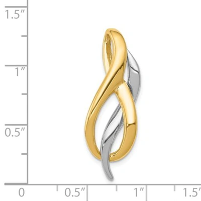 Pre-owned Goldia 14k Two Tone Gold Polished & Solid Freeform Omega Slide Fits Up To 6mm Necklace