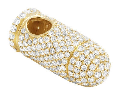 Pre-owned Jewelry Unlimited Mens 14k Yellow Gold 3d Bullet Gun Bolt Real Diamond Charm Pendant 2.5ct .8" In H-i