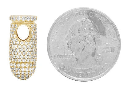 Pre-owned Jewelry Unlimited Mens 14k Yellow Gold 3d Bullet Gun Bolt Real Diamond Charm Pendant 2.5ct .8" In H-i