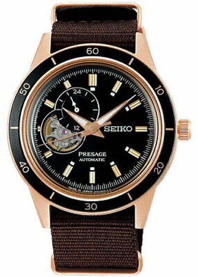 Pre-owned Seiko Presage Style 60's Sary192 Men's Watch Automatic Open Heart Brown 2021