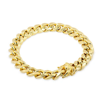 Pre-owned Nuragold 10k Yellow Gold 11mm Mens Miami Cuban Link Italian Chain Bracelet Box Clasp 9"