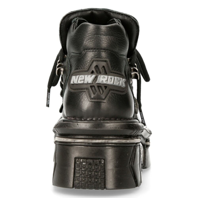 Pre-owned New Rock Rock Boots M-215-s6 Unisex Metallic Black 100% Leather Goth Techno Biker