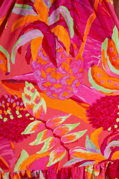 Pre-owned Farm Rio Brazil Fruit Paint Brush Print Dress Size M In Multicolor