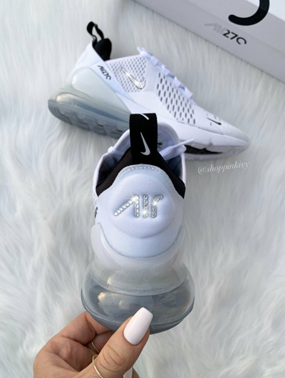 Pre-owned Nike Women's Custom Bling Crystal  Air Max 270 White