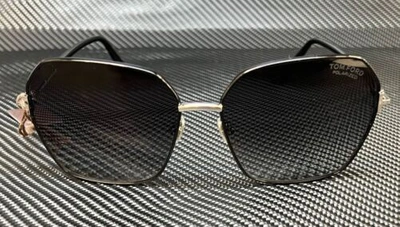 Pre-owned Tom Ford Claudia Ft0839 01d Black Smoke Polarized Metal Women 62 Mm Sunglasses In Gray