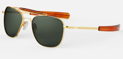 Pre-owned Randolph Duke Randolph Sunglasses Mod: At007 Sun 55 Gold 23k Lens Skytec Agx Ar In Reflective Blue