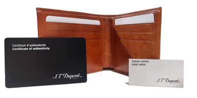 Pre-owned Dupont S.t.  Derby Brown Smooth Leather Bifold Wallet 6 Credit Card Slots 180171