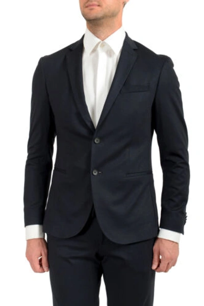 Pre-owned Hugo Boss Men's "norwin4/banks3-j" Slim Fit Plaid Stretch Two Button Suit In Blue