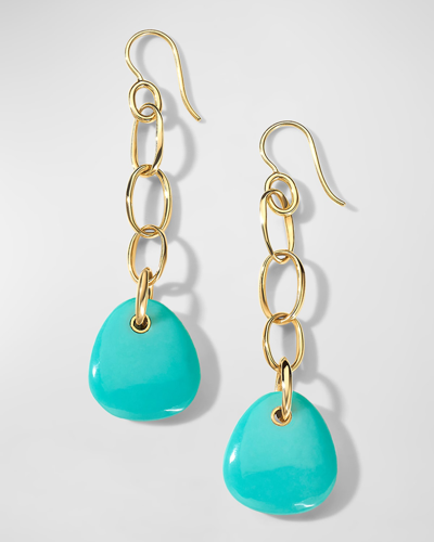 Shop Ippolita Pebble Chain Drop Earrings In 18k Gold In Turquoise