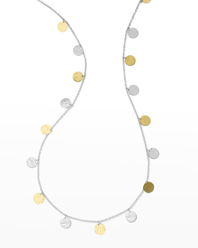 Shop Ippolita Long Hammered Paillette Disc Necklace In Chimera In Gold And Silver