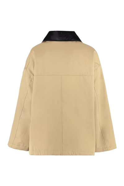 Shop Msgm Padded Jacket With Zip And Snaps In Beige