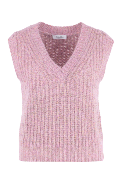 Rodebjer Melange Effect Knitted Priscilla Vest In Pink