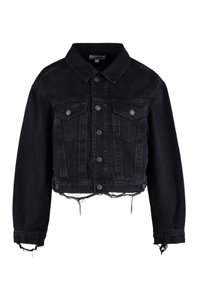 Agolde Charli Classic Denim Trucket Jacket In Black