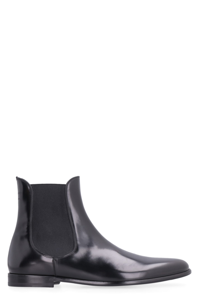 Shop Dolce & Gabbana Spazzolato Leather Chelsea Boots In Black