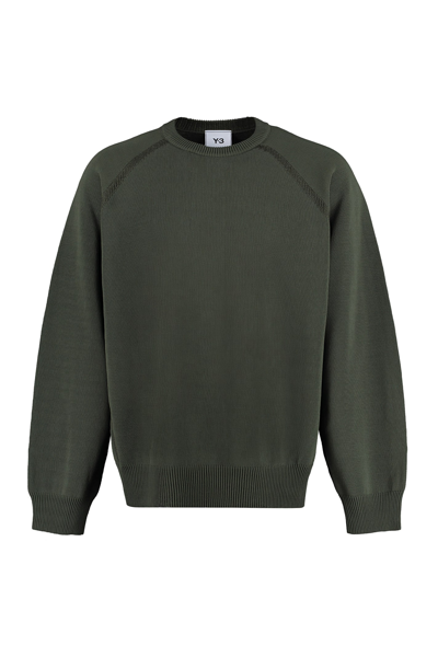Shop Y-3 Long Sleeve Crew-neck Sweater In Green