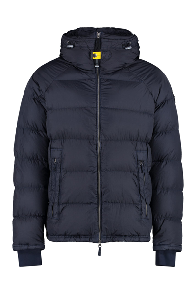 Shop Parajumpers Norton Hooded Short Down Jacket In Blue
