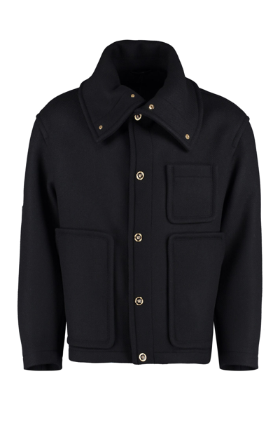 Shop Versace Wool Blend Jacket In Black