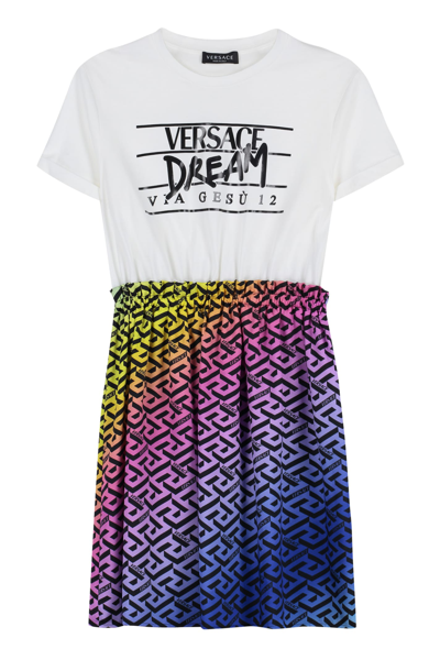 Shop Young Versace Printed T-shirt Dress In Multicolor