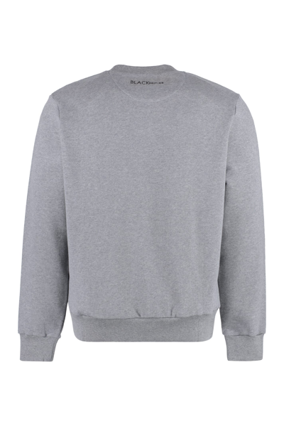 Shop Canali Logo Detail Cotton Sweatshirt In Grey