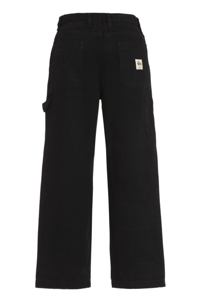 Shop Stussy Cotton Cargo-trousers In Black