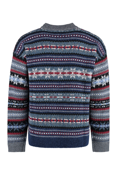 Shop Woolrich Virgin Wool Crew-neck Sweater In Multicolor