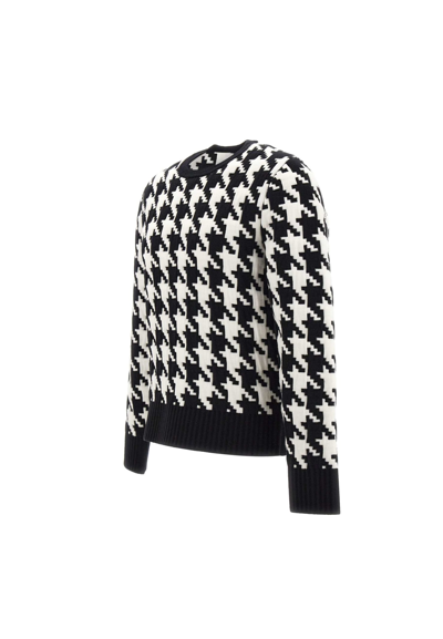 Shop Thom Browne W-houndstooth Sweater Wool In Black
