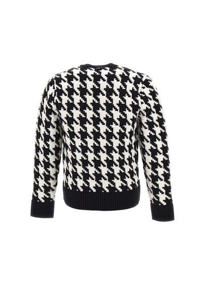 Shop Thom Browne W-houndstooth Sweater Wool In Black
