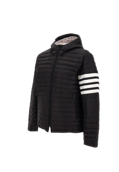 Shop Thom Browne Downfilled Hooded Jacket Down Jacket In Black