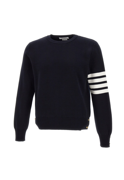 Shop Thom Browne Cotton Sweater In Navy