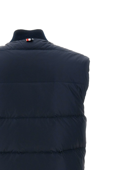 Shop Thom Browne Vest Downfilled Snap Front In Blue