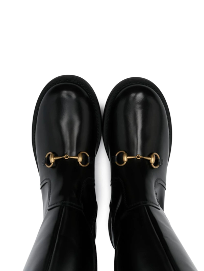 Shop Gucci Black Leather Boots In Nero