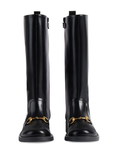 Shop Gucci Black Leather Boots In Nero