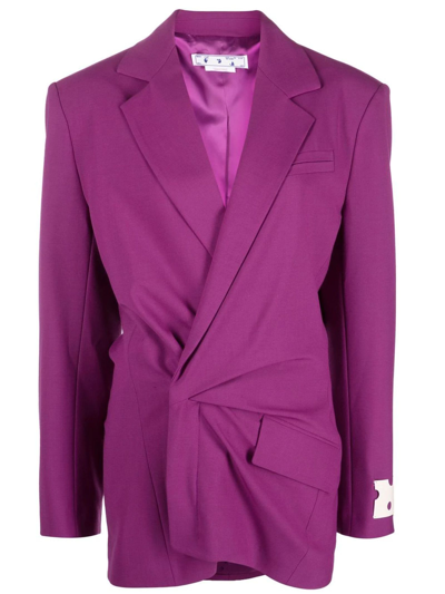 Shop Off-white Fuchsia Pink Virgin Wool Blazer Dress In Viola
