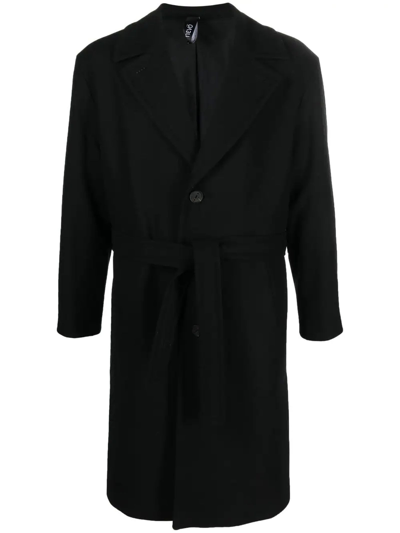 Shop Hevo Black Virgin Wool Blend Coat In Nero