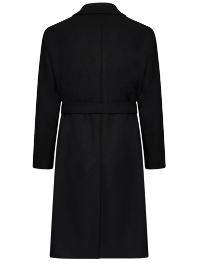 Shop Hevo Black Virgin Wool Blend Coat In Nero