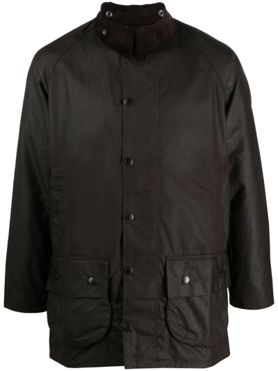 Shop Barbour Olive Brown Cotton Beaufort Wax Jacket In Marrone