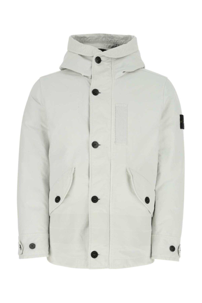 Shop Stone Island Logo-patch Long-sleeved Hooded Jacket In V0003
