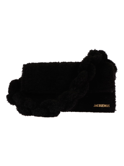 Shop Jacquemus Fur Applique Flap Logo Shoulder Bag In 990