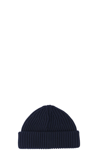 Stone Island Compass-motif Ribbed Beanie In Blue | ModeSens