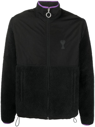 Shop Ami Alexandre Mattiussi Black Ami De Coeur Panelled Jacket In Nero