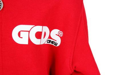 Shop Gcds Cotton Sweatshirt With Zip And Hood With Logo Lettering On The Chest In Red