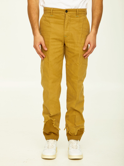 Shop Incotex Red Camel Cotton Trousers